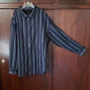 Blue and black men's dress shirt.